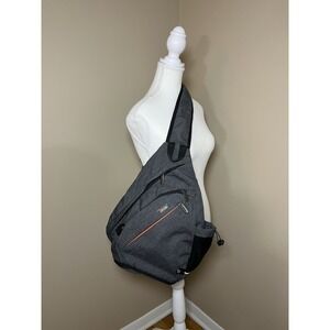 Tudequ Sling Bag Crossbody Sking Backpack Gray Pockets USB Charging Port Hiking